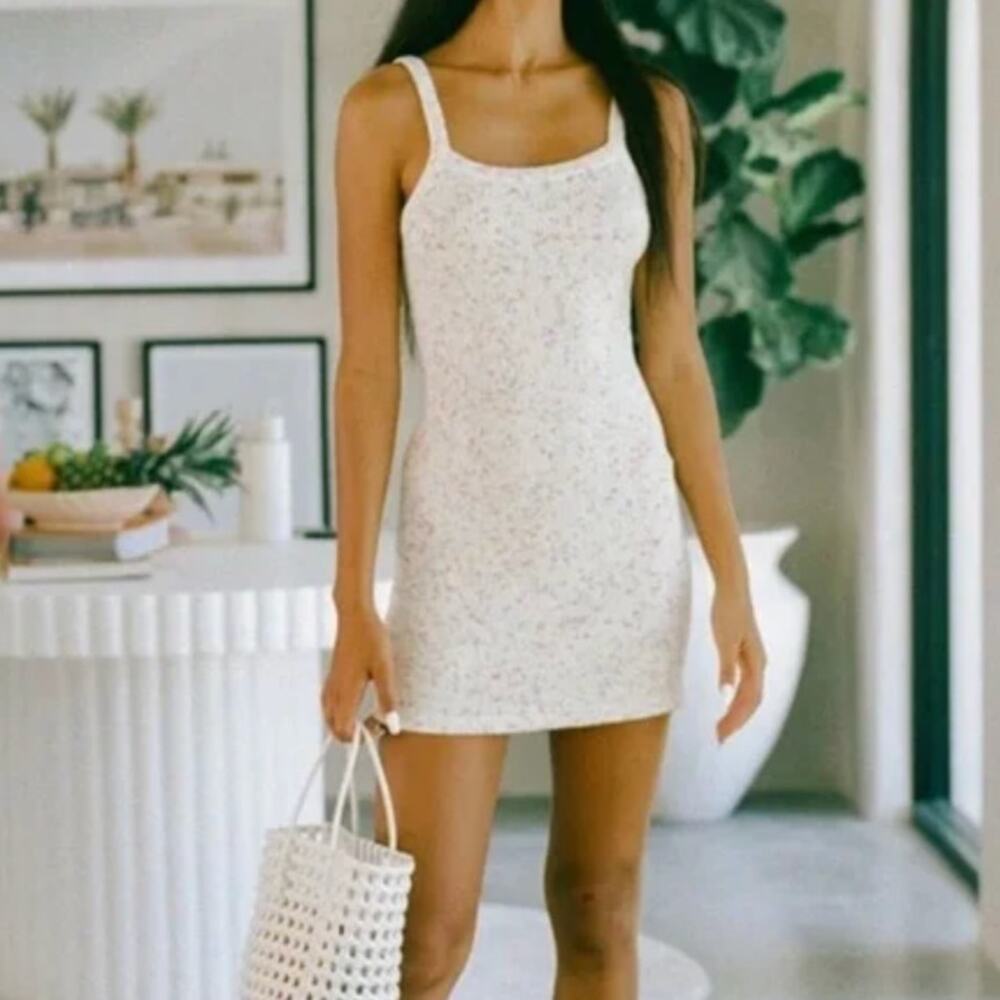 Nwt Sabo Skirt Janika Cotton Blend Cream Speckle Sweater Tank Dress Size L